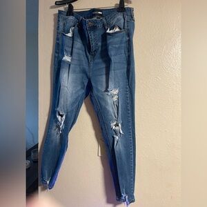 Ew! Fashion Nova Women's Distressed Skinny Jeans - Medium Blue